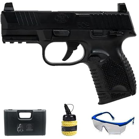 Pistolet Cybergun FN 509 Compact MRD Ressort (6 mm) | Pistolet Airsoft (Billes en PVC) Calibre 6 mm + biberón de 0,12 + Lunettes de Protection [Puissance : 0,2 JULIOS]