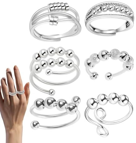 Öppna ringar för kvinnor - roterande pärlring, öppen ring för kvinnor, smycken, öppen ring i koppar, anti-vägg, enkel och fashionabel ring. Perfekt för fest, vardag