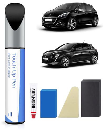 KTV - Kit de peinture de retouche pour Peugeot - Correspondance exacte - Réparation des rayures et des éclats - Noir Perla Nera