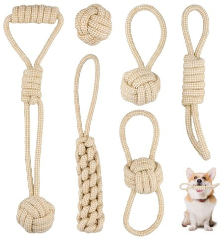 Mapille Hundespielzeug Set, 6 Stück Hunde Kauspielzeug Seil, Hundeseile Spielzeug aus Baumwolle & Hanf, Interaktives Kauspielzeug, Hundespielzeug Seil für Welpen, Kleine, Mittelgroße Hunde
