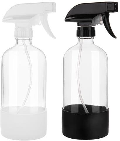 500ml Glass Spray Bottles With Silicone Sleeve, Refillable Empty Mister Water Spray Bottle For Cleaning, Hair And Plant, Adjustable Trigger Sprayer With Spray Stream Settings, Set Of 2