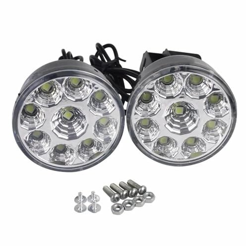 DZSHONGXINSM feu antibrouillard 1 Paire De Feux De Jour Ronds À 9 LED Blancs 12 V Pour Voiture Phares De Conduite Super Lumineux