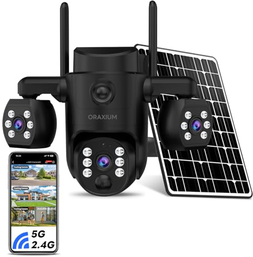 ORAXIUM Triple Lens Outdoor Wireless Security Camera, Security Outdoor Camera, Color Night Vision, Outdoor Camera Two Way Audio for Home and Farm