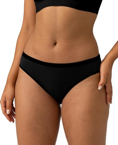 Merino Protect Merino Wool Underwear Women Moisture Wicking Briefs Breathable Bikini for Long Travel Flight Black