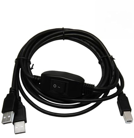 Cable USB A a B 2 en 1 para Impresora, Cable de Impresora a Ordenador para Conectar Dos Ordenadores a una Misma, Compatible con HP, Canon, Brother, Epson, Dell, Samsung (2 m)