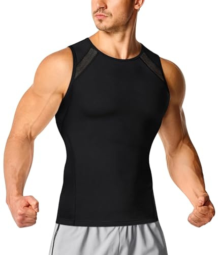 Nebility Mens Compression Vest Slimming Tummy Control Body Shaper Shapewear Undershirts Sleeveless Workout Tank Top