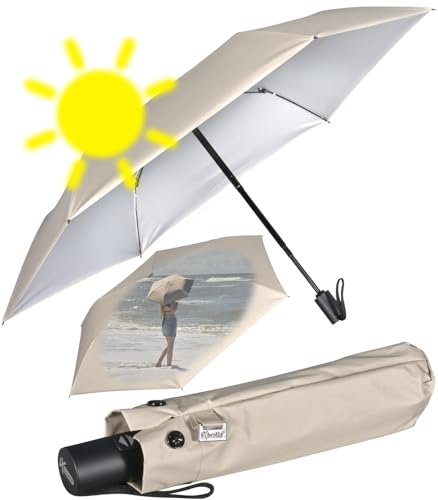 iX-brella Mini Ombrello da Sole e Pioggia con Apertura e Chiusura Automatica con Protezione UV e dal Calore, 92 cm