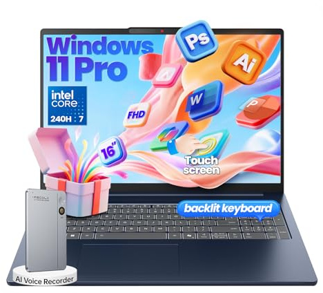 Lenovo IdeaPad Business Laptop, 16 FHD+ Touchscreen, Intel Core 7 240H (10-Core up to 5.0GHz), 32GB DDR5 RAM, 1TB SSD, Backlit Keyboard, IR Facial Login, Wi-Fi 6, Windows 11 Pro, Copilot AI Ready