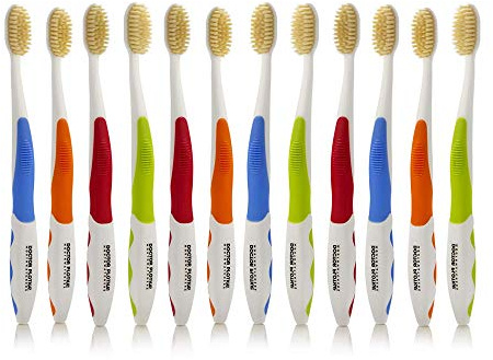 MOUTHWATCHERS Soft Flossing Manual Toothbrush, Adults, Pack of 12, Assorted