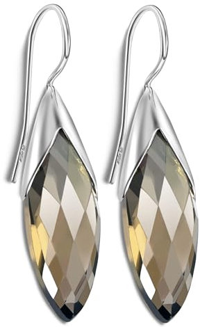 UNIQUE exklusive Jugendstil Ohrhänger echter Rauchquarz Tropfen eingefasst in 925 Sterling Silber nickelfrei 13 Karat in Juweliers- Qualität