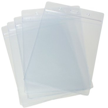 CKB Ltd Fundas para tarjetas de identificación Bolsillo transparente portador A6 vertical grande, bolsos de plástico 17,5 cm x 11,8cm capacidad para tamaño de la tarjeta 105 x 148 mm. (100 Piezas)
