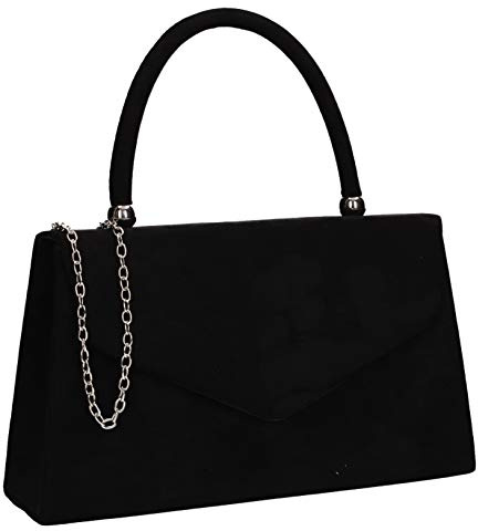 SwankySwans Kendall Faux Suede Envelope Womens Party Prom Wedding Clutch Bag Black