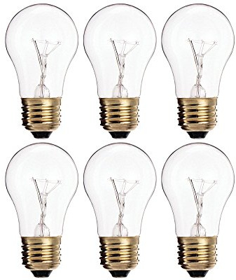 KOR (Pack of 6) A15 25W Incandescent Appliance Bulbs – Clear Finish, E26 Medium Base, 120V – Standard Size for Ovens, Refrigerators, and Lamps