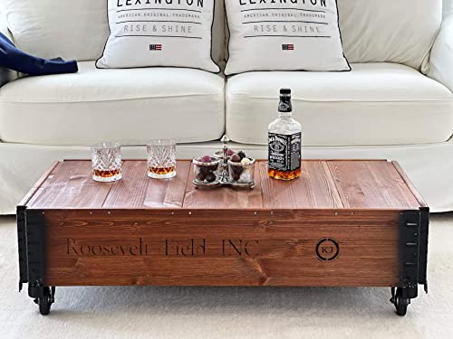 Mesa de centro tipo baúl, de madera, mesa auxiliar vintage estilo shabby chic, madera maciza de nogal