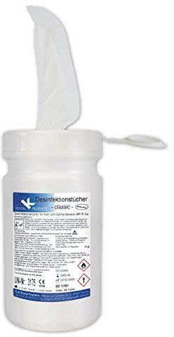 KK Desinfektionstücher | JUMBO Tücher in praktischer Spenderdose | 200 Tücher | Reinigungstücher | Flächendesinfektion | Duftsorte Classic |