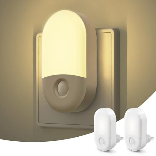 LOHAS-LED Nachtlicht Steckdose, [2 Stück] LED Nachtlicht mit Dämmerungssensor, 3000K Warmweiß, Helligkeit einstellbar, Nachtlicht Steckdose Kinder, Steckdosenlicht für Kinderzimmer, Treppenaufgang