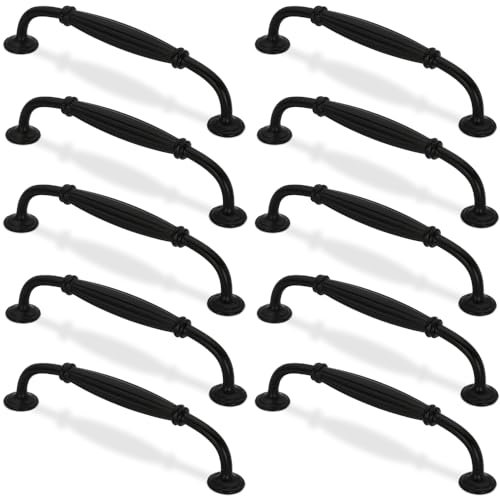 Mavö 10 Stück Schubladengriff 96mm Lochabstand Aluminium Möbelgriffe Vintage Schwarz Aster