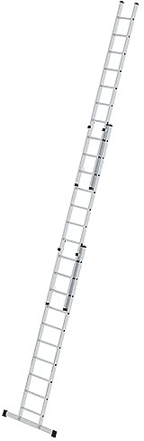 PROREGAL Sprossen-Schiebeleiter 3-teilig mit Standard-Traverse 3x8 Sprossen | Leiter, Teleskopleiter, Trittleiter, Bockleiter, Sprossen-Doppelleiter
