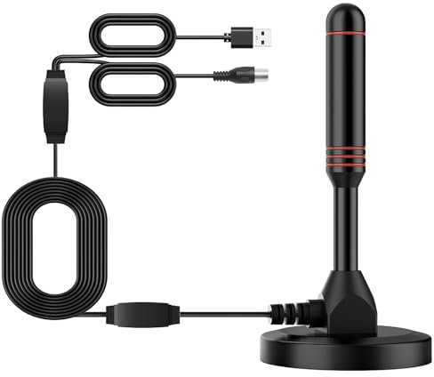 Antenne TV Puissante pour Intérieur et Extérieur,500KM Longue Portée et Antenne TV Intérieure à 360 °,Antenne TNT HD pour 1080P 4K Chaînes Télévision Gratuites TNT Amplificateur Signal Prendre