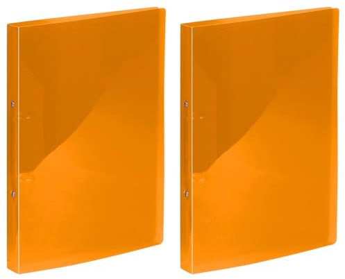 Kangaro Ringbuch Transparant Orange (PP, DIN A4, 2-Ringe 16mm O-Mechanik, Rücken 20mm) (Packung mit 2)