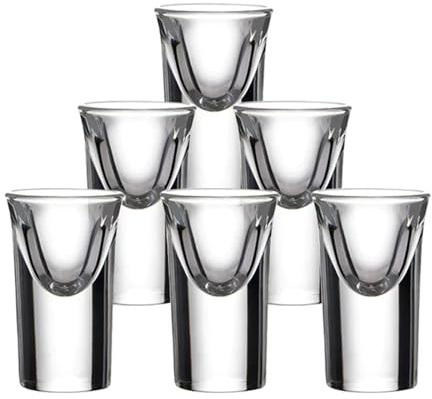 Lot de 6 mini verres à shot transparents de 15 ml avec base lourde, jolis verres à whisky pour vodka, whisky, liqueurs, tequila, soju, expressos, parfaits pour les fêtes, les bars, les clubs, les