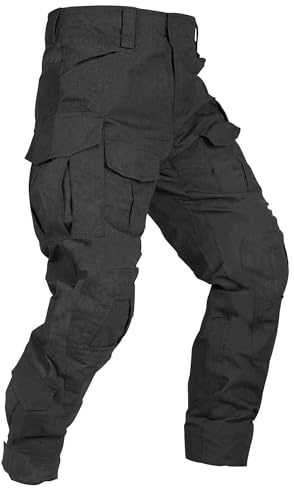 VATINNT Men's Hiking Tactical Trousers Waterproof Camouflage Combat Cargo Trousers Outdoor Military Work Pant with Multi-Pocket G3WF Black 34