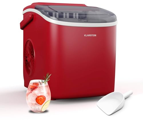 Klarstein Macchina Ghiaccio - 12kg/24h, 2 Dimensioni Cubetti, Serbatoio 1.3L, Controllo Tattile, LED, Portatile, Ideale per Casa/Feste