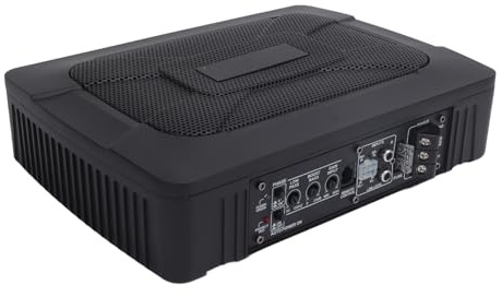 600W Undersätesdriven Subwoofer, 150W RMS Ultratunn Slimmad Aktiv Subwoofer, Inbyggd Förstärkare för Bil, med förstärknings- och Baskontroll, Inbyggd Original Bilvärdenhet, för