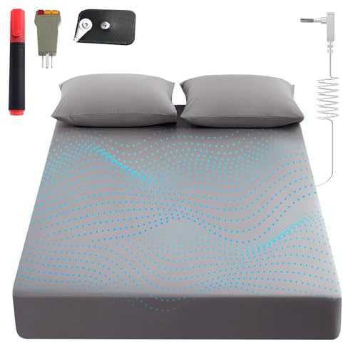 Grounding Sheets King, 90% Organic Cotton+ 10% Pure Silver Fiber,Grounded Bed Sheet Kit, Deep Pocket Grounded Bed Sheet, Relieves Pain - Used for Healthy Sleep Therapy (Gray, King)