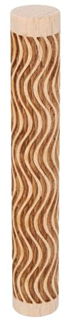QUARKZMAN Rullo in Legno per Argilla 4 con Motivo a Linee Curve Rulli in Legno Strumenti per Ceramica Rulli con Texture a Grana di Legno per Impasto da Forno Pasta Modellabile Fai da Te