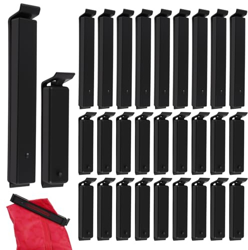 Lunza 50 Piezas Pinzas Bolsas Alimentos de Plástico, Clips de Cierre para Bolsas, Reutilizables, para Embalaje de Cocina Snacks Caramelos Café, 11 x 1.5 x 1.1 cm, 6 x 1.3 x 0.8 cm, Color Negro