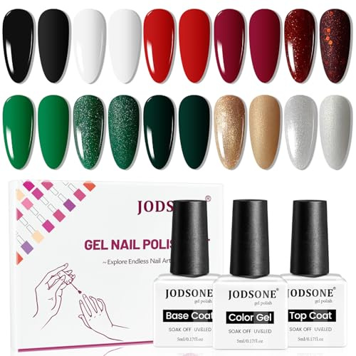 JODSONE 10 colori con glitter nero rosso e verde argento gel lucidante fai da te per donne, ragazze, casa, autunno e inverno