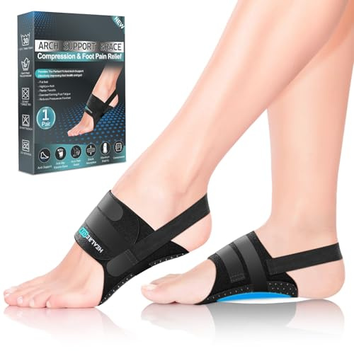 Healrecux Arch Support Braces for Plantar Fasciitis, Foot Arch Pain Relief for Women & Men, Built-In Orthotics Arch Support Inserts for Flat Feet, Fallen Arches(Anti-Slip Spots)