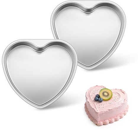 E-far 6 Inch Heart Cake Pan, 2 Pcs Stainless Steel Heart Shaped Cake Mold