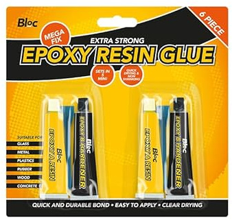 Epoxy Glue 2-Part Industrial Strength Adhesive Clear Waterproof Resin for Metal, Wood, Plastic, Ceramic & Glass Repairs