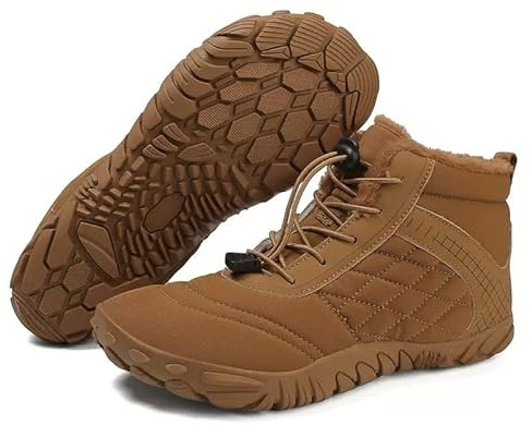 Peak Footwear Frost Flow – Non-Slip, Waterproof, and Orthopedic Winter Barefoot Shoes for Men and Women | Ultra-Thin Sole, Wide Toe Box, and Flexible Design for Natural Comfort, Warmth, and Healthy Foot Posture (Brown, US Footwear Size System, Adult, Women, Numeric, Wide, 7.5)