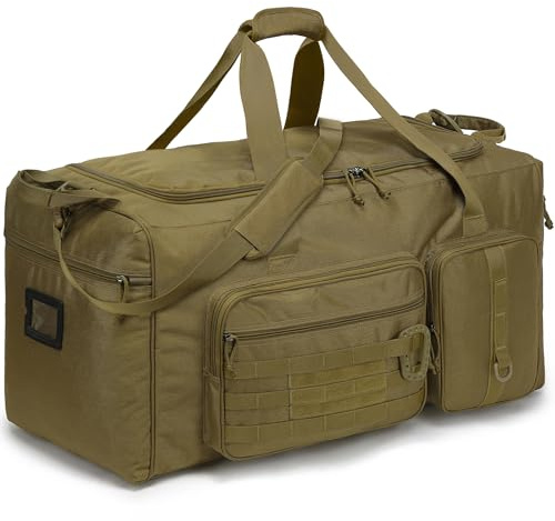 TONRUYN 120L Extra Large Duffle Bag for Men, 32 Heavy Duty Sports Gym and Travel Duffel Bag with Shoes Compartment, Equipment Gear Bag for Football Soccer Baseball Hockey Helmets Pads, XL Giant Brown