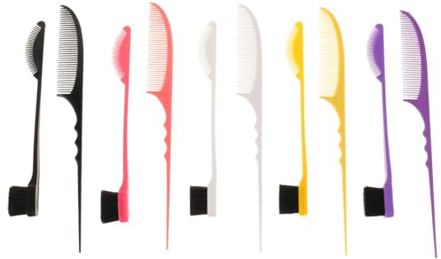 LOORGVEL Cepillos para Bordes de Cabello y Cejas 5 Pares Doble Cara Plástico y Nailon Colores Surtidos Kit Profesional para Peinar y Cardar Uso Diario Belleza y Cuidado Personal