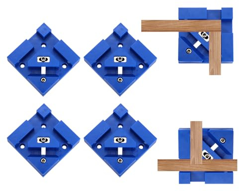 QUARKZMAN 4 Piezas De Abrazadera De Esquina A 90 Grados Juego De 1 Pulgada Posicionamiento Rápido Cuadrado Ajustable Abrazadera De Ángulo Recto Con Resorte Herramienta De Para cuadros Azul