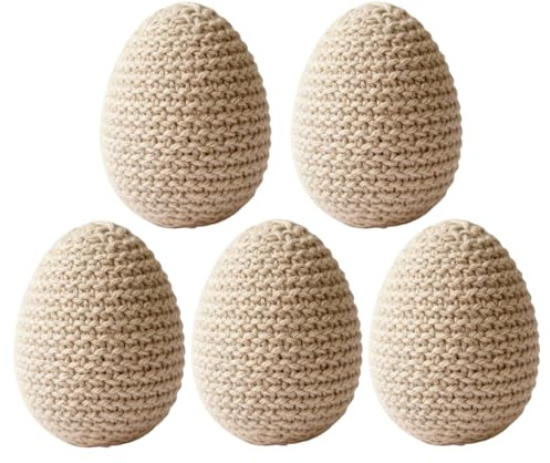 Huevo de Pascua de Punto, Juego de 5 Piezas de Huevos de Ganchillo para proyectos de guirnaldas, Manualidades, Coronas, Rellenos de Cesta de Pascua Pastel y Rellenos de jarrón para el hogar