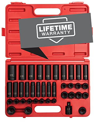 SUNEX TOOLS 2669, 1/2 Inch Drive Master Impact Socket Set, 39-Piece,, 9mm-30mm, Standard/Deep, Cr-Mo Steel, Radius Corner Design, Dual Size Markings, Heavy Duty Storage Case