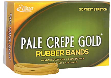 Alliance Rubber 20335 Pale Crepe Gold Rubber Bands Size #33, 1 lb Box Contains Approx. 970 Bands (3 1/2 x 1/8, Golden Crepe)
