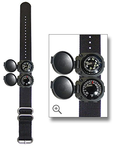Sun Company ArmArmour 3 - Shielded Wrist Compass and Thermometer Combo with Rugged Tactical Zulu Strap