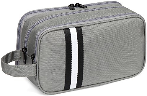 VASCHY Beauty Case da Viaggio Impermeabile Uomo Donna, Necessaire da Toilette con 3 Scomparti, Grande Capacità 3.8L, Borsa da Bagno Portatile per Viaggi, Campeggio e Palestra Grigio