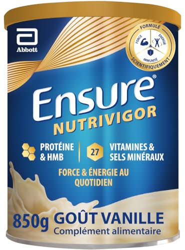 Ensure NutriVigor - Complément alimentaire avec protéines, 27 vitamines et minéraux et HMB - Pour une alimentation saine et équilibrée - Vanille- 1 x 850 g