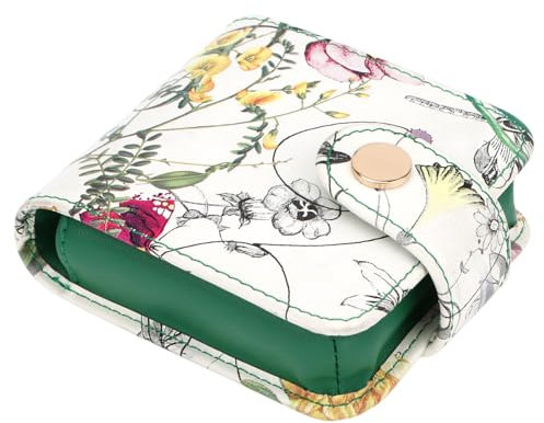 kilofly Genuine Leather Double Lipstick Case Cosmetic Makeup Holder + Gift Box (Flower 03)