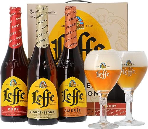 Leffe Coffret Bière Sélection 3 bouteilles de 75cl & 2 verres de 25cl