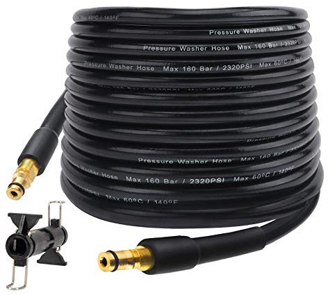 Manguera de repuesto para lavadora a presión 10 m x 160 bar, manguera de extensión de limpieza de agua a alta presión con conector de extensión para la mayoría de las lavadoras a presión Karcher K2~K7