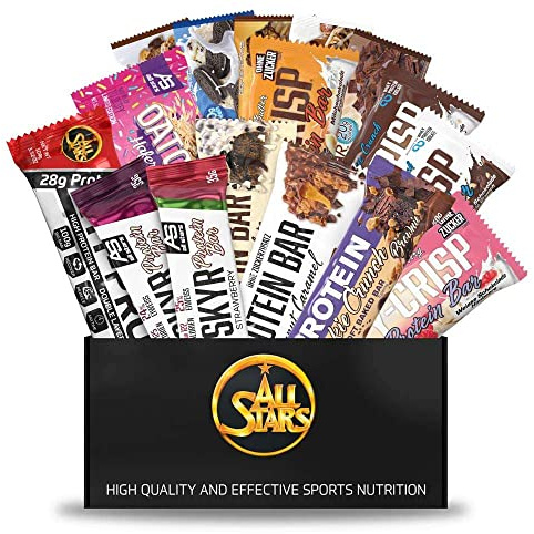All Stars Riegel Box XXL I 32 Protein-Riegel in 32 verschiedenen Sorten & Größen I sättigende Eiweiß-Riegel I Protein-Bars in verschiedenen Geschmäckern I Protein-Snack für zwischendurch