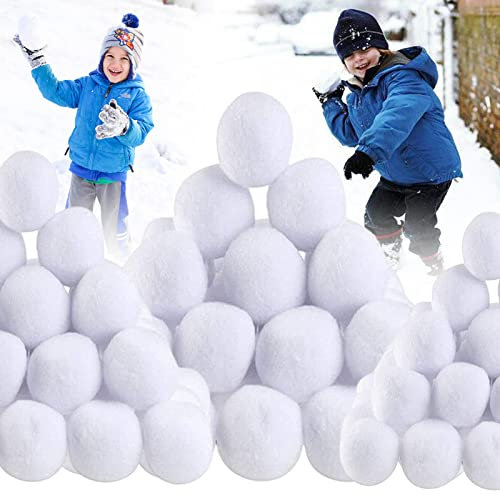 POPOYU 40P 5cm/7cm/8cm White Plush Realistic Artificial Snowballs,Christmas Decorations Fake Snowball for Indoor Snowballs Fight Game for Winter Game,Xmas Trees,Adults Indoor Outdoor Snow Fights Game
